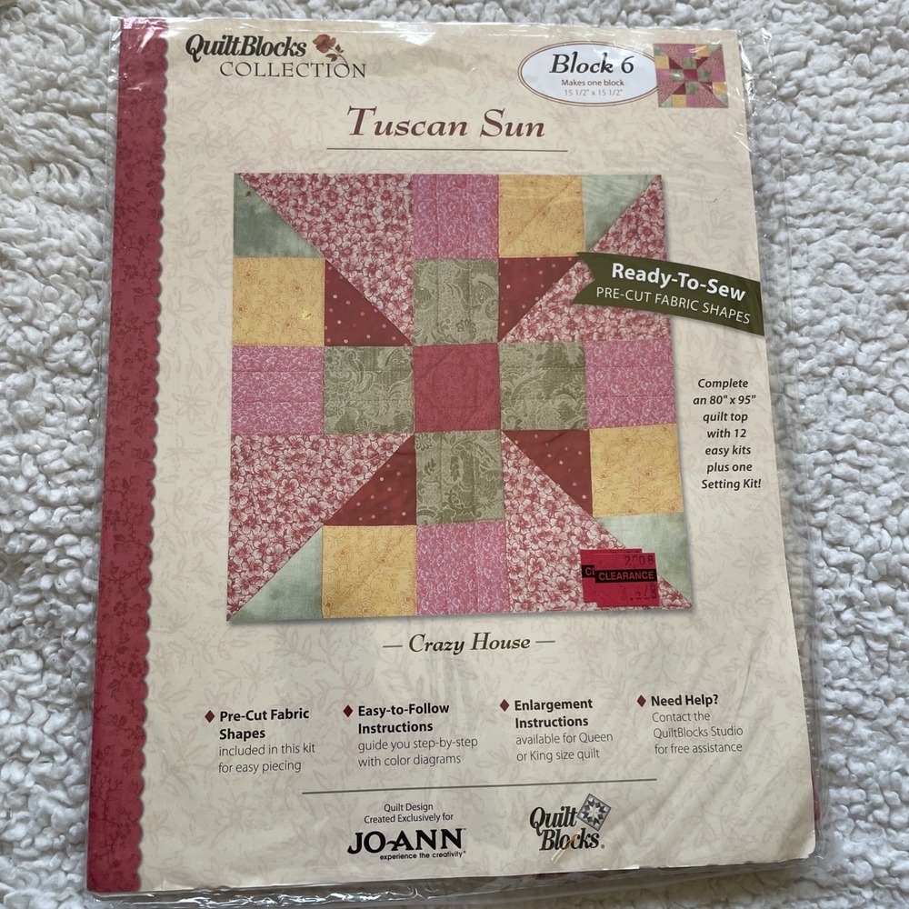 JoAnn Tuscan Sun Monthly Quilt Block #6 2006 Crazy House Vintage New Sealed
